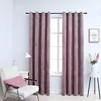 Tende Oscuranti con Anelli 2pz Rosa Antico in Velluto 140x225cm 134521