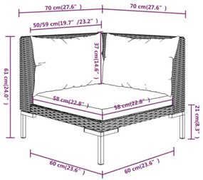 Set Divani Giardino 6 pz con Cuscini in Polyrattan Grigio Scuro