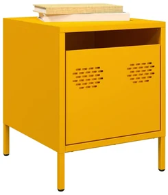 Comodini 2 Pz Giallo Senape 35x39x43,5 Cm İn Acciaio /