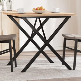 Tavolo Da Pranzo Telaio A X 90x90x75,5 Cm Legno Pino E Acciaio /
