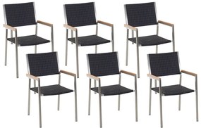 Set di 6 sedie da giardino acciaio inossidabile e rattan sintetico GROSSETO Beliani