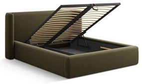 Letto matrimoniale imbottito verde con contenitore con rete inclusa 200x200 cm Jason – Windsor &amp; Co Sofas