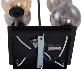 Lampada da soffitto moderna nera con vetro ambra e fumé 5 luci - Atene