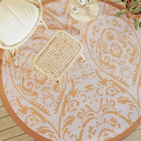 Tappeto Da Esterni Arakıl Arancione E Bianco Ø200 Cm İn Pp /
