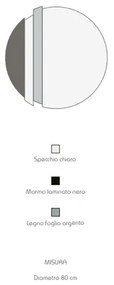 Specchio moderno 80 cm con decori foglia argento e effetto marmo nero - KEVIN