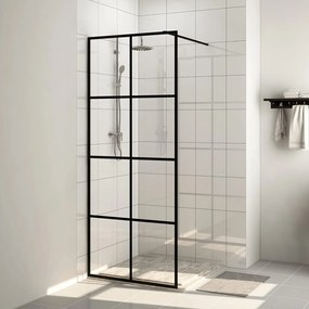Parete Per Doccia Walk-in Vetro Trasparente Esg 80x195 Cm Nera /