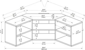Mobile TV Ad Angolo Design Moderno Con Vani A Giorno Donna Rovere E Antracite