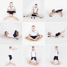 Tavola di equilibrio montessori di colore naturale in pino massiccio 80x30x18 cm Montessori – Meowbaby