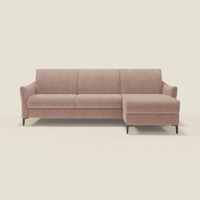 Dalia divano letto angolare con materasso alto 18 cm piedini alti e penisola contenitore in tessuto smacchiabile T17
