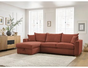 Divano angolare color mattone allungabile (con composizione variabile) con rivestimento in velluto a coste Augustin – Bobochic Paris