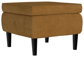 Poggiapiedi con gambe in legno marrone in velluto