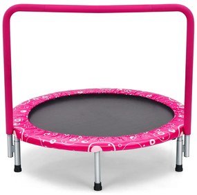 Costway Trampolino per bambini con copertura di sicurezza e maniglia, Tappeto elastico pieghevole 92x92x80,5cm Rosa