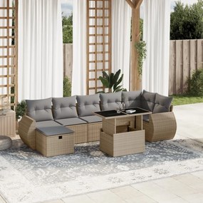 Set divano da giardino 8 pz con cuscini beige in polyrattan