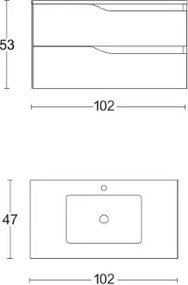 Mobile da bagno sospeso base con lavabo 102 cm GRACE2 Bianco Lucido