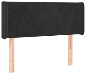 Testiera ad orecchio nera 83x16x78/88 cm in velluto