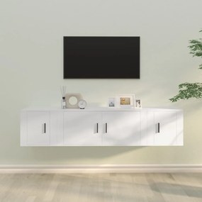 Set mobili porta tv 3 pz bianco in legno multistrato