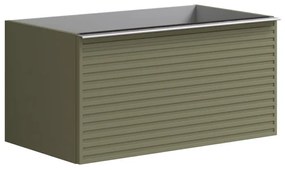 Mobile da bagno sotto lavabo Pixel stripes verde laccato opaco L 80 x H 40 x P 45.5 cm 2 cassetti, lavabo non incluso