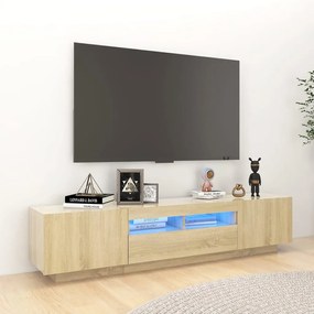 Mobile porta tv con luci led rovere sonoma 180x35x40 cm