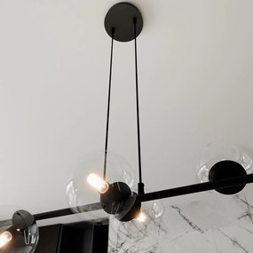 Lampadario a Sospensione in Acciaio e Vetro ROSSI 6 Nero 6xE14