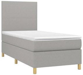 Letto a Molle Materasso e LED Grigio Chiaro 80x200 cm Tessuto