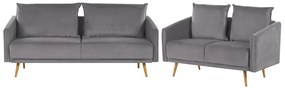 Set divani in velluto grigio 5 posti MAURA Beliani