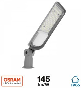 Armatura stradale 100W LED OSRAM chip IP65, asimm. 70x140° - 145lm/W Colore  Bianco Naturale 4.000K