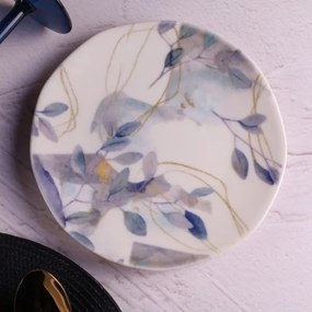 Set da tavola 24 pezzi in porcellana, bianco/blu