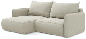 Divano angolare color crema allungabile/con contenitore (con penisola a sinistra) Nanea – Makamii