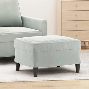 Poggiapiedi Grigio Chiaro 60x50x41 Cm İn Velluto /