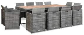 Set da Pranzo per Esterni 13pz con Cuscini Polyrattan Antracite