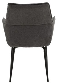 Set di sedie SHERMAN OAKS in tessuto grigio e gambe in metallo nero, con braccioli