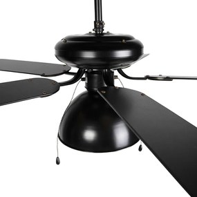 Ventilatore da soffitto nero con beige 130 cm con cordino - Mistral Magna