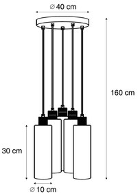 Lampada a sospensione Hotel Chic bronzo scuro con vetro ambrato 5 luci - Stavelot