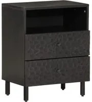 Comodino Nero 50x33x60 cm in Legno Massello di Mango 356829