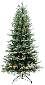 Albero di Natale artificiale innevato John Snow verde con illuminazione H 210 cm x Ø 96 cm