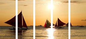Quadri 5 pezzi – Splendido tramonto sul mare