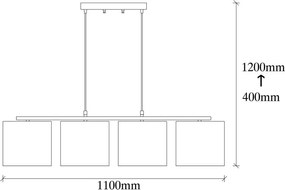 Lampadario nero con paralume in tessuto Baston – Opviq lights