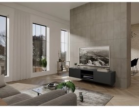 Tavolo TV in rovere decorato in colore antracite-naturale 164x35 cm Schlangen - Germania