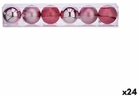 Set di palline di Natale Rosa Plastica Ø 8 cm (24 Unità)