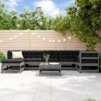 Set Salotto da Giardino 8 pz in Legno Massello di Pino Grigio 3186293