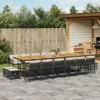 Set da Pranzo da Giardino 17 pz con Cuscini Nero in Polyrattan 3211551