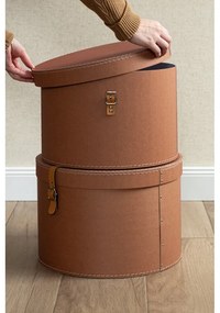 Scatole in set con coperchio/decorative marroni in cartone 2 pz ø 37,5x25 cm Rut Restore Paper Laminate – Bigso