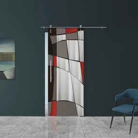 Porta scorrevole Carpet 6 in inox multicolore, L 88 x H 215 cm, con binario Lux Destra