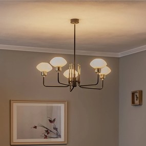 Argon Lampadario Ravello, a 5 luci, nero/bianco/oro