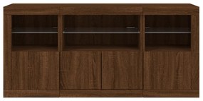 Credenza con Luci LED Rovere Marrone 142,5x37x67 cm