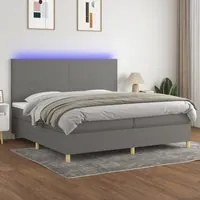 Letto a Molle Materasso e LED Grigio Scuro 200x200cm in Tessuto 3135302