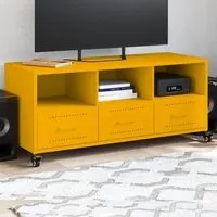 Mobile TV Giallo Senape 100,5x39x43,5 cm in Acciaio 846695