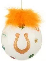 Pallina Natale ferro cavallo arancio 10 cm Good Luck