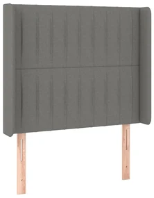 Testiera ad orecchio grigioscuro 103x16x118/128cm intessuto