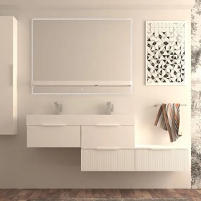 Cassetti in truciolare Modula BADEN HAUS L 120 x L 45 cm bianco opaco frontale plisse
